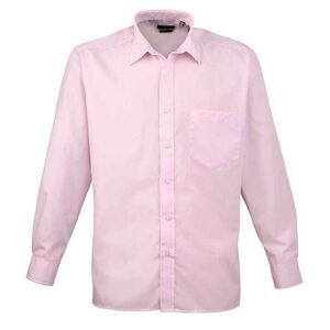 Premier Mens Poplin Long-Sleeved Shirt / Pink